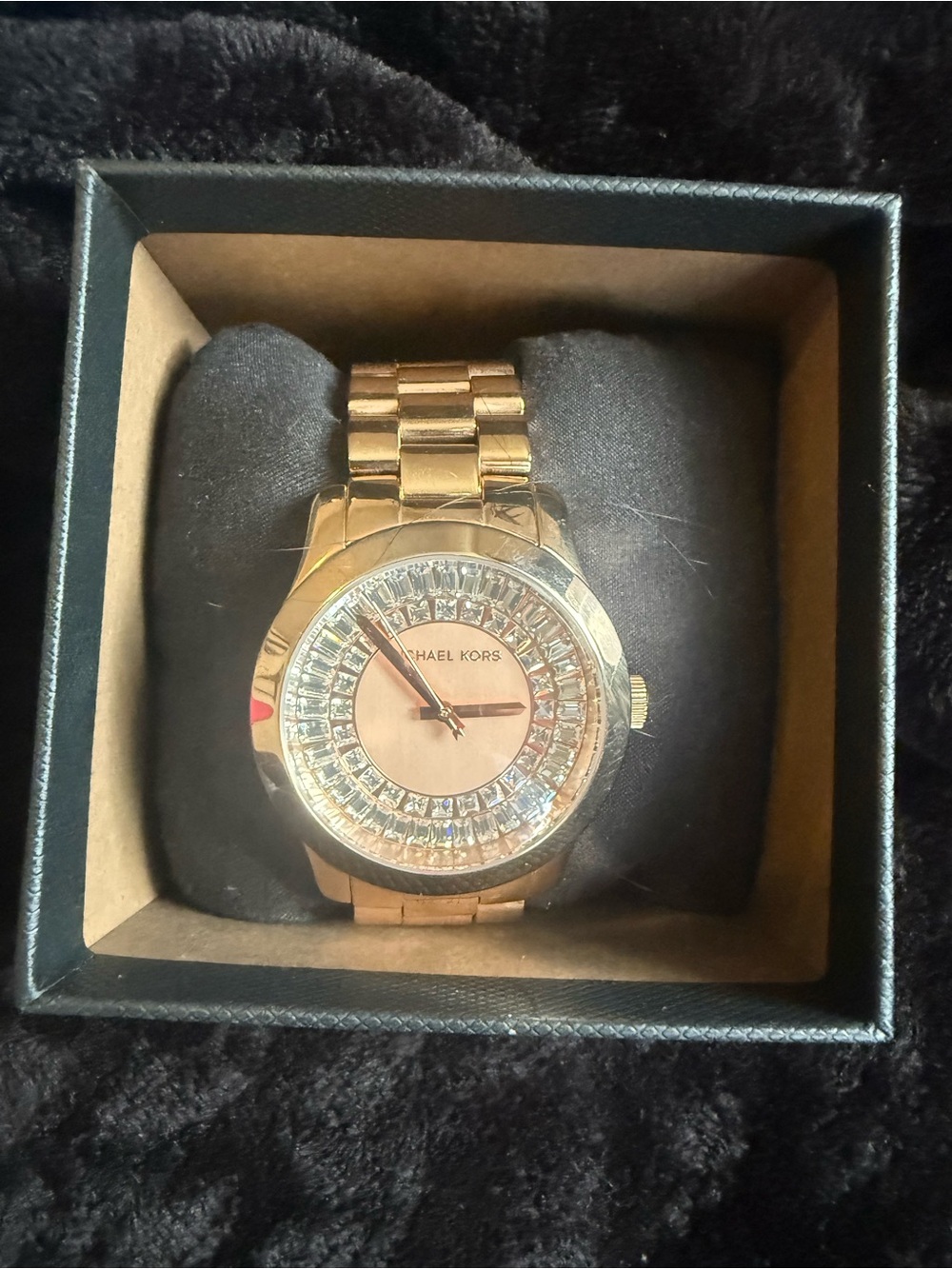 Michael Kors Rose Gold Crystal-Trim Bracelet Watch originally almost $500.
